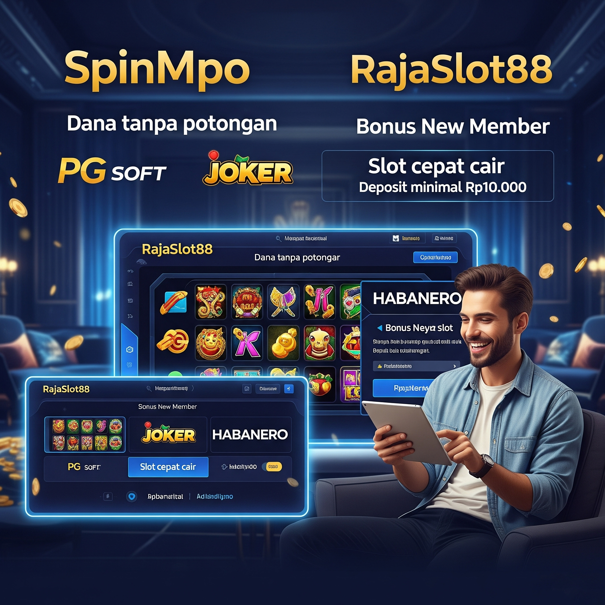 SpinMpo & RajaSlot88: Slot Dana Tanpa Potongan, Bonus New Member